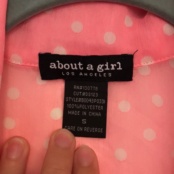 Sheer Hot Pink Polka Dot button up - Picture 4 of 5